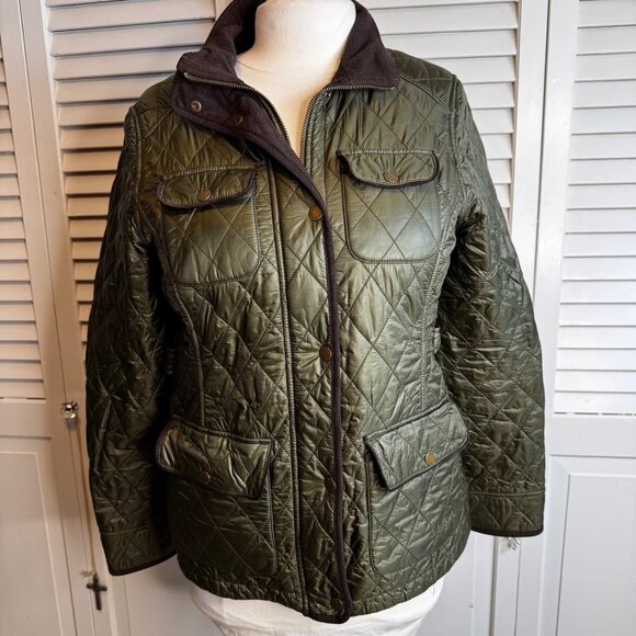 L.L BEAN MEDIUM OLIVE GREEN QUILTED THINSULATE LINED ZIP UP RIDING JACKET NYLON - Picture 1 of 12